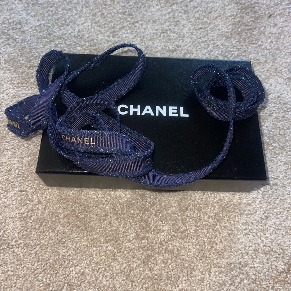 Authentic Chanel Blue Ribbon Christmas 2025. Good for DIY projects. 60 inches.